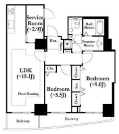 河田町ガーデン 1-908 間取り図