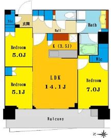 HARUMI FLAG SKYDUO SUN VILLAGE (晴海フラッグ スカイデュオ サンヴィレッジ) 46階 間取り図