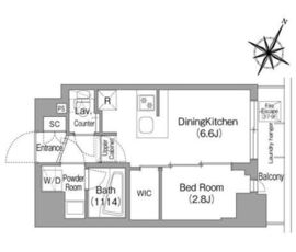コンフォリア・リヴ新中野SOUTH 207 間取り図