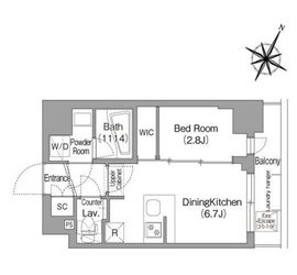 コンフォリア・リヴ新中野SOUTH 805 間取り図