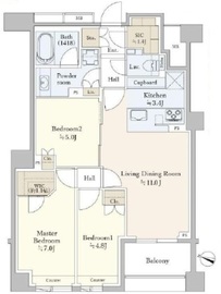 グランリビオ市谷砂土原 3階 間取り図