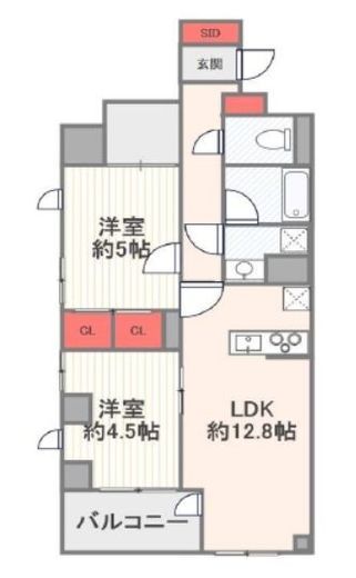 クレヴィア新宿中落合 5階 間取り図