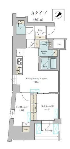 ブリリアイスト墨田曳舟 404 間取り図