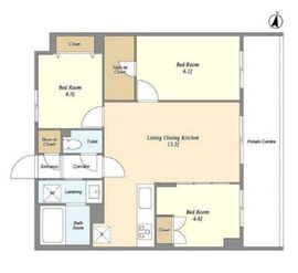 メゾンドオンディーヌ 106 間取り図