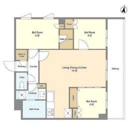 メゾンドオンディーヌ 201 間取り図