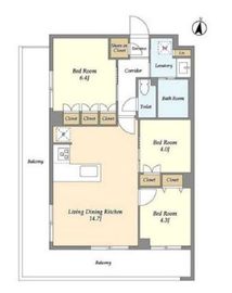 メゾンドオンディーヌ 211 間取り図
