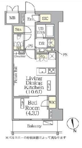 ザ・パークハビオ神楽坂レジデンスSouth 1024 間取り図