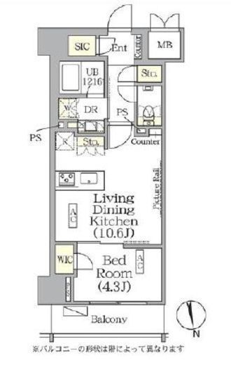 ザ・パークハビオ神楽坂レジデンスSouth 423 間取り図