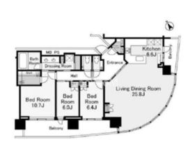 パークコート赤坂ザ・タワー 6階 間取り図