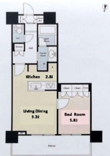 リエトコート武蔵小杉 ザ・クラッシィタワー 14階 間取り図