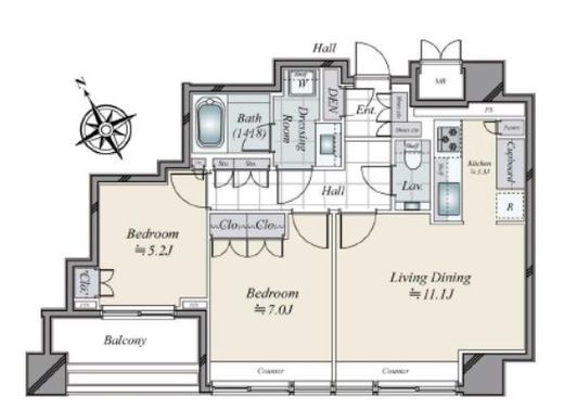 グランスイート麻布台ヒルトップタワー 8階 間取り図