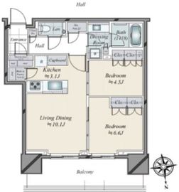 HARUMI FLAG SKYDUO SUN VILLAGE (晴海フラッグ スカイデュオ サンヴィレッジ) 10階 間取り図