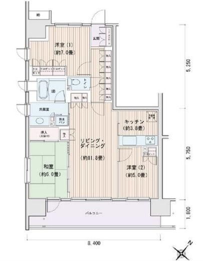 エスティメゾン豊洲レジデンス C501 間取り図
