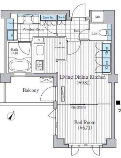 プラチナコート広尾 203 間取り図