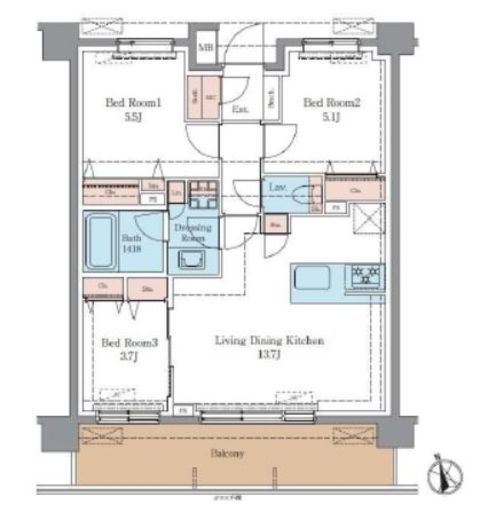 LUXENA+PAWS藤沢 306 間取り図