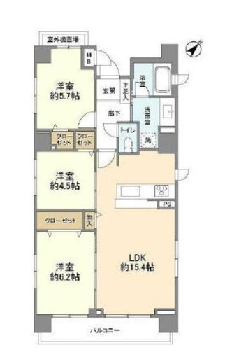 ゼファー月島 5階 間取り図