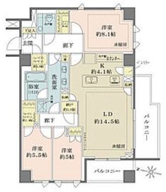 ザ・パークハウス千代田六番町 8階 間取り図
