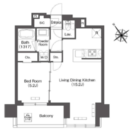 コンフォリア芝浦MOKU 502 間取り図