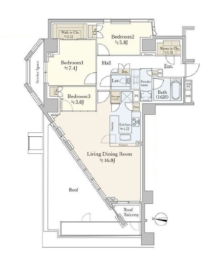 ザ・パークハウス高輪プレイス 3階 間取り図
