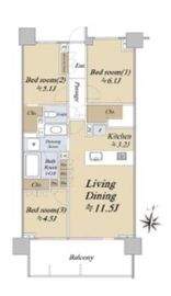 プラウド等々力ガーデンコート 5階 間取り図