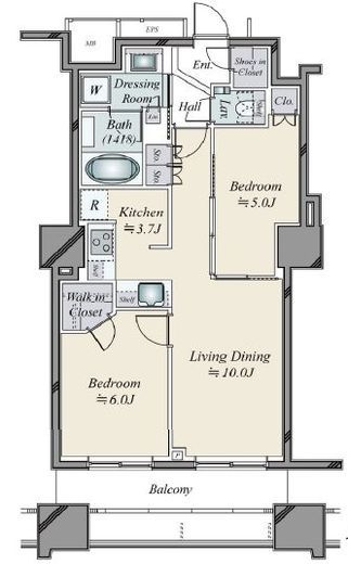 中野ツインマークタワー 19階 間取り図