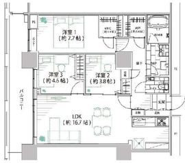 ザ・パークタワー東京サウス 16階 間取り図