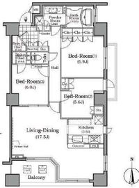 ザ・レジデンス本牧横浜ベイサイド 9階 間取り図