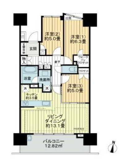 ライオンズ横浜新子安ハーバーコート 6階 間取り図