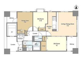 レクセルマンション上野松が谷 401 間取り図