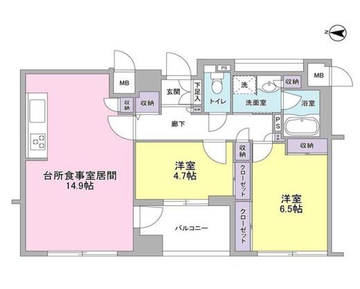 デュエット北千住セレナ 2階 間取り図