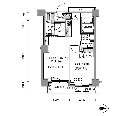 コンフォリア市谷薬王寺 302 間取り図