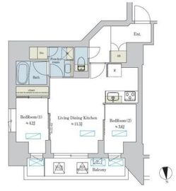 ブリリアイスト浅草 1204 間取り図