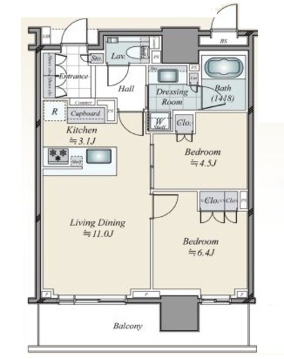 ブランズタワー豊洲 35階 間取り図