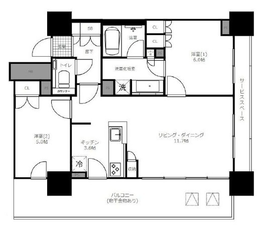 プラウドタワー東池袋 7階 間取り図