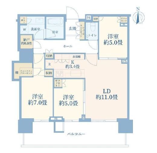 HARUMI FLAG SKYDUO PARK VILLAGE (晴海フラッグ スカイデュオ パークヴィレッジ) 3階 間取り図