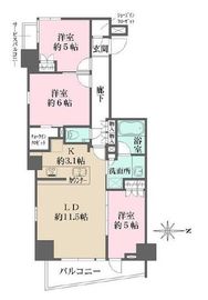 ザ・パークハウス新宿柏木 6階 間取り図