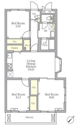 メゾンカルム中落合North 101 間取り図