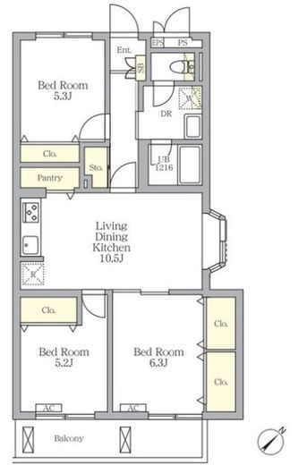 メゾンカルム中落合North 301 間取り図
