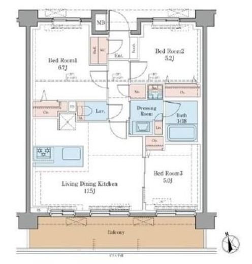 LUXENA+PAWS藤沢 207 間取り図