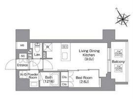 バウスフラッツ蔵前 202 間取り図