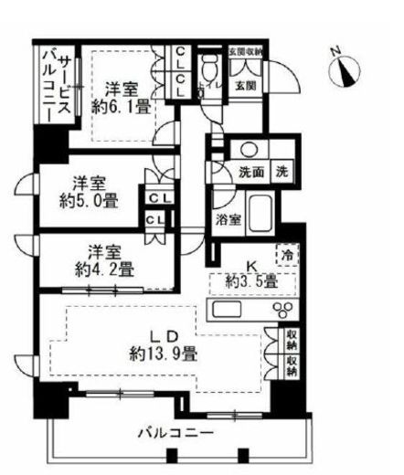 アトラス麻布十番 4階 間取り図