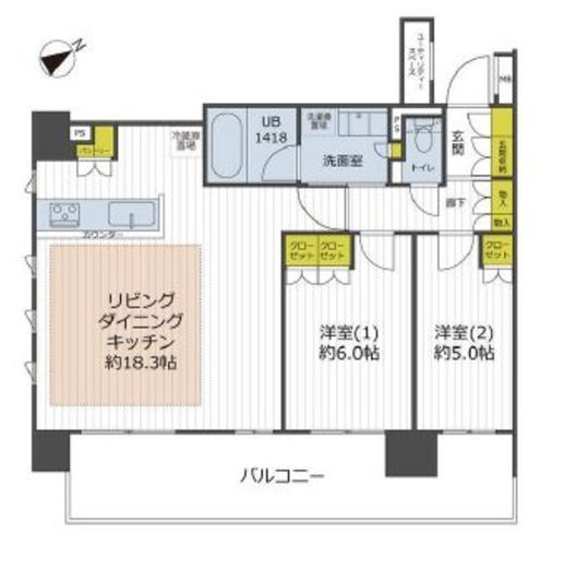 イニシア横浜桜木町 5階 間取り図