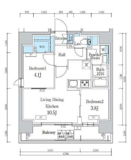 デュオフラッツ浅草蔵前 402 間取り図