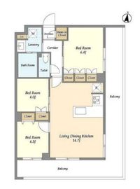 メゾンドオンディーヌ 208 間取り図
