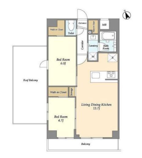 La Douceur志茂 (ラドゥセール志茂) 801 間取り図