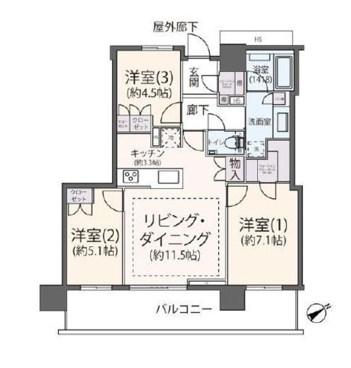 グレーシアタワーズ海老名ウエスト 8階 間取り図