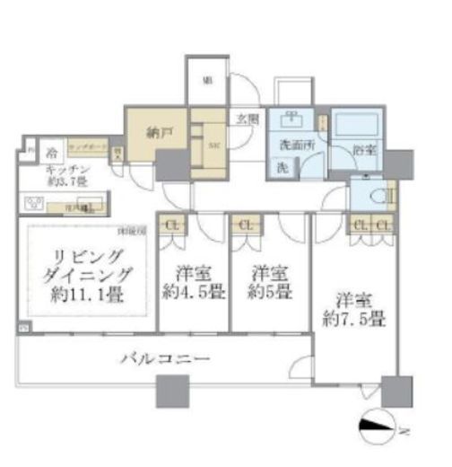 ブリリア大井町ラヴィアンタワー 27階 間取り図
