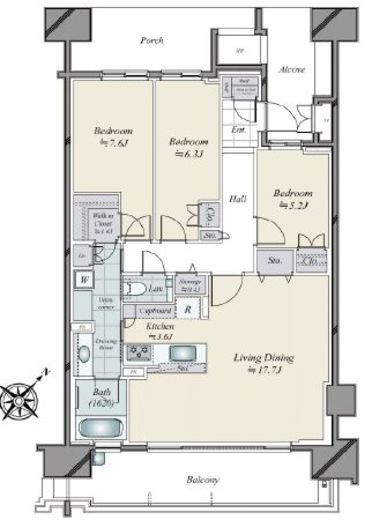 HARUMI FLAG SEA VILLAGE (晴海フラッグ シーヴィレッジ) 13階 間取り図