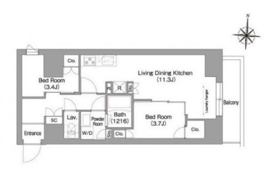コンフォリア・リヴ南品川 804 間取り図