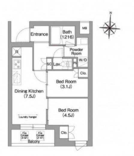 コンフォリア・リヴ南品川 509 間取り図